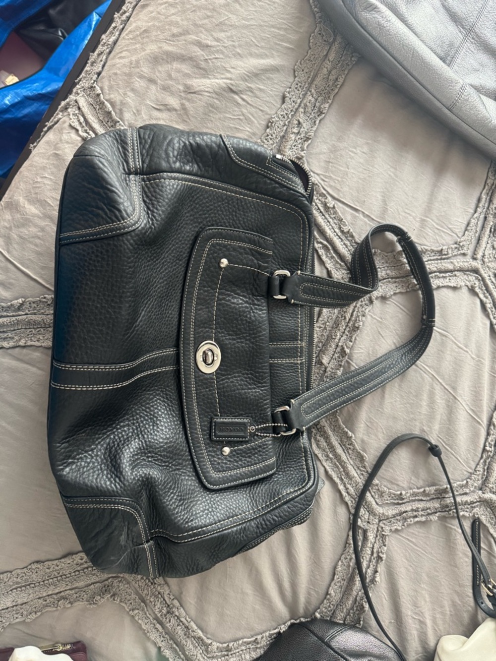 Coach Black Pebbled Leather Shoulder Bag